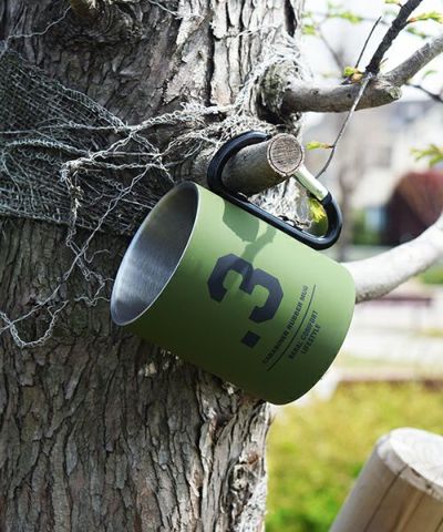 アウトドア/5色 bcl(ビーシーエル)/カラビナマグ ラバー タン×オリーブ カラビナマグ カラビナ 登山 山 キャンプ キャンプ用品 BBQ デザイン アウトドア ピクニック キャンプ ファミリー ギフト マグカップ お土産 プレゼント
